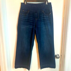 STITCHSTAR Wide Leg Crop Pull on Blue Denim Jeans! Excellent! Stretch! Medium
